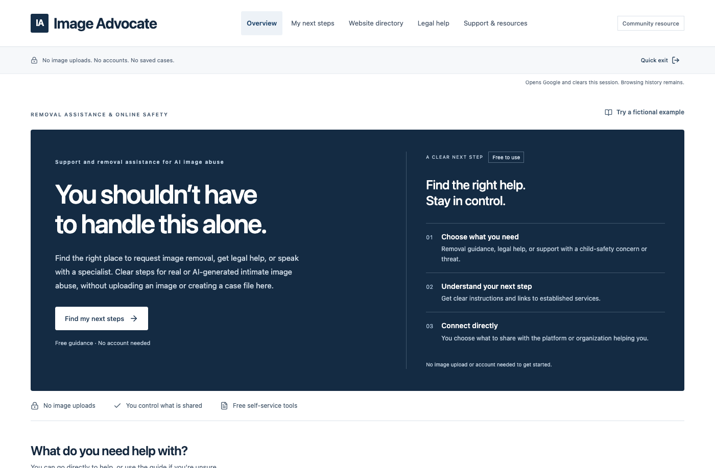 Image Advocate — guidance for image removal, legal help, and child safety